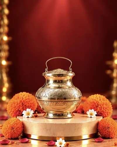 Pujashree Gangajal Lota Traditional Handcrafted Design Brass