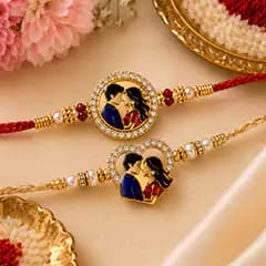 Bhaiya Bhabhi rakhi set - matching couple rakhi combo for brother and sister-in-law