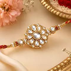 Kundan rakhi - gemstone-embellished festive rakhis for Raksha Bandhan