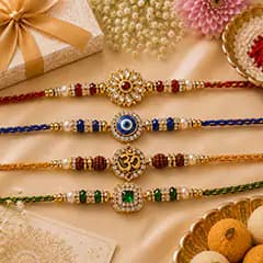 Set of 4 rakhi - pack of four rakhis for multiple brothers on Raksha Bandhan