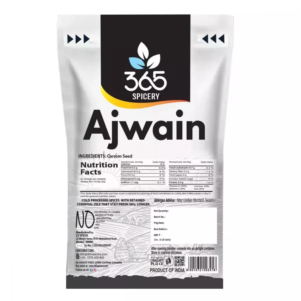 365 Spicery Ajwain Nutrition Facts