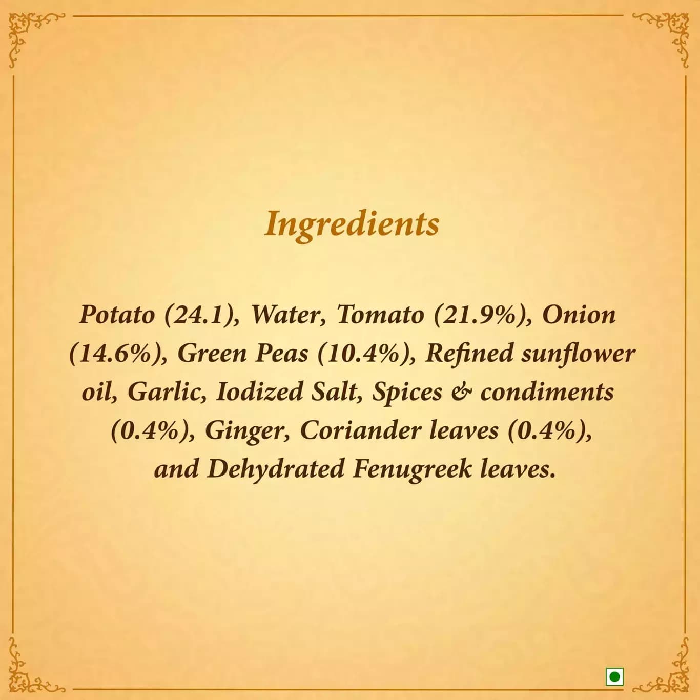 Aloo Matar-Ingredients