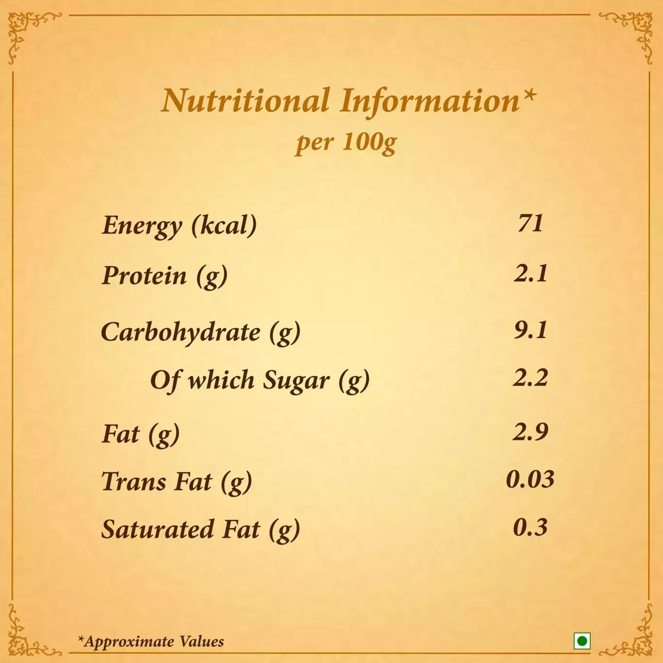 Aloo Matar-Nutritional Info