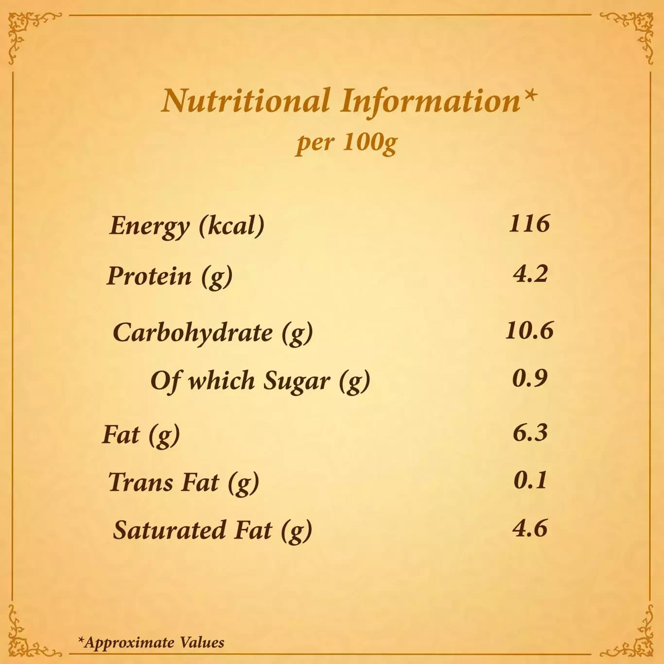 Dal Bukhara-Nutritional Info