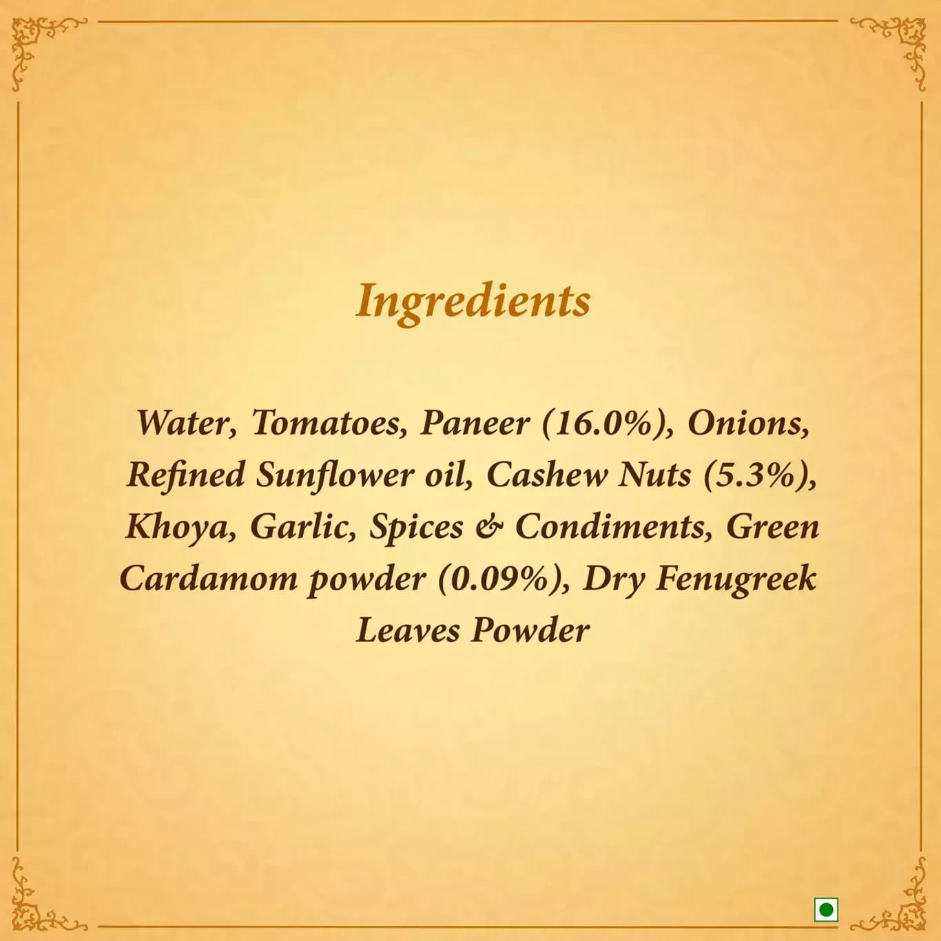 Mughlai Paneer-Ingredients