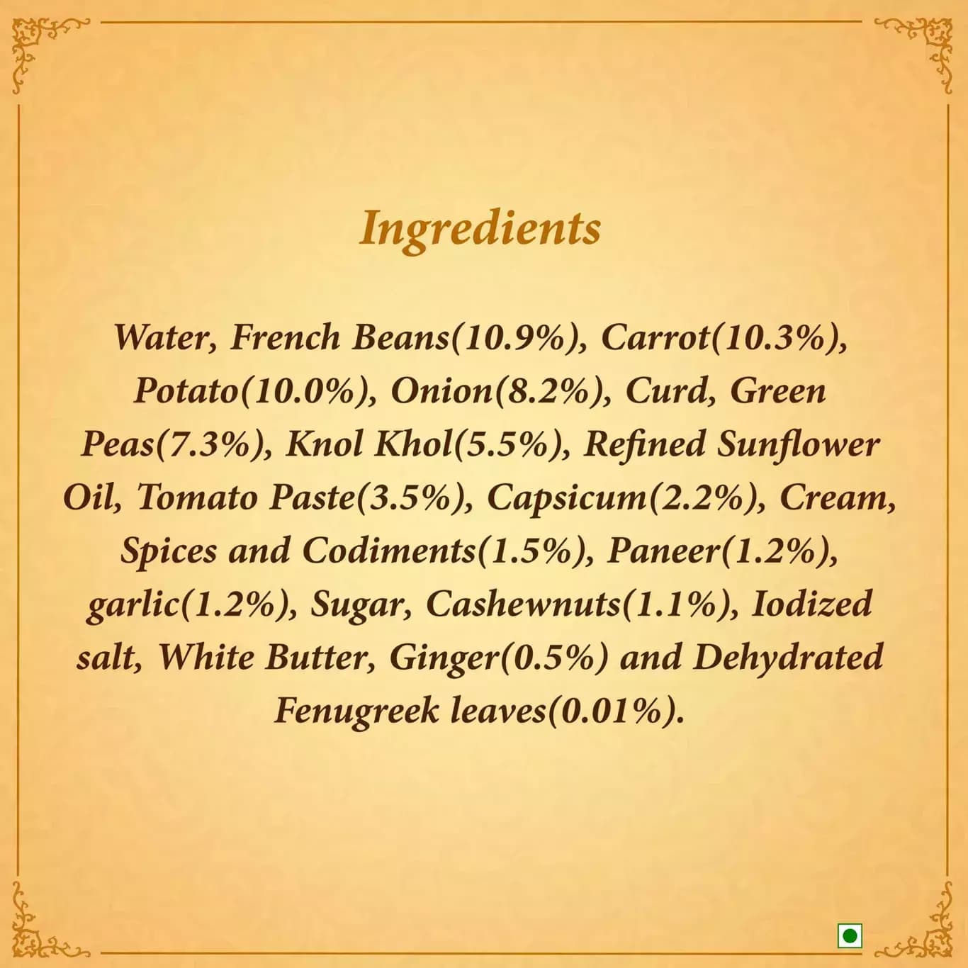 Navratan Korma-Ingredients