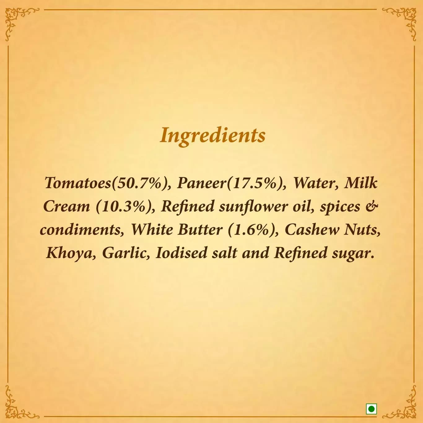 Paneer Darbari-Ingredients