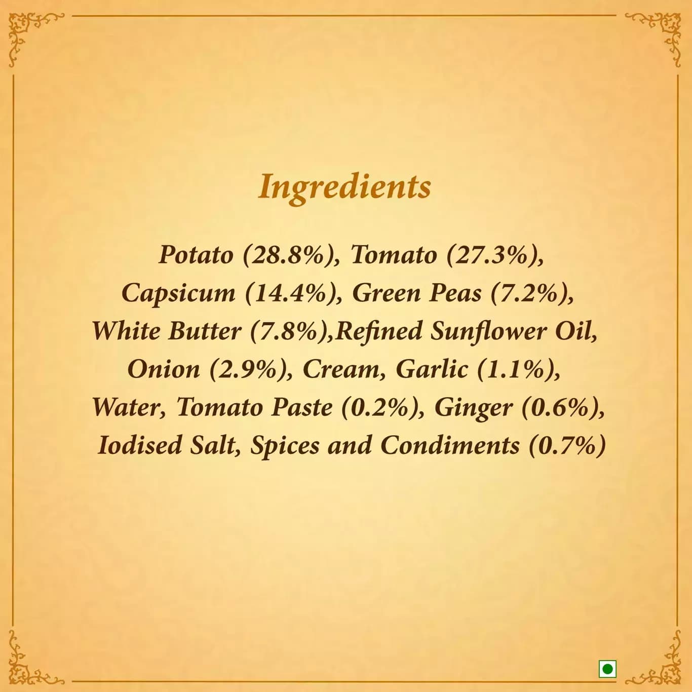 Pav Bhaji-Ingredients