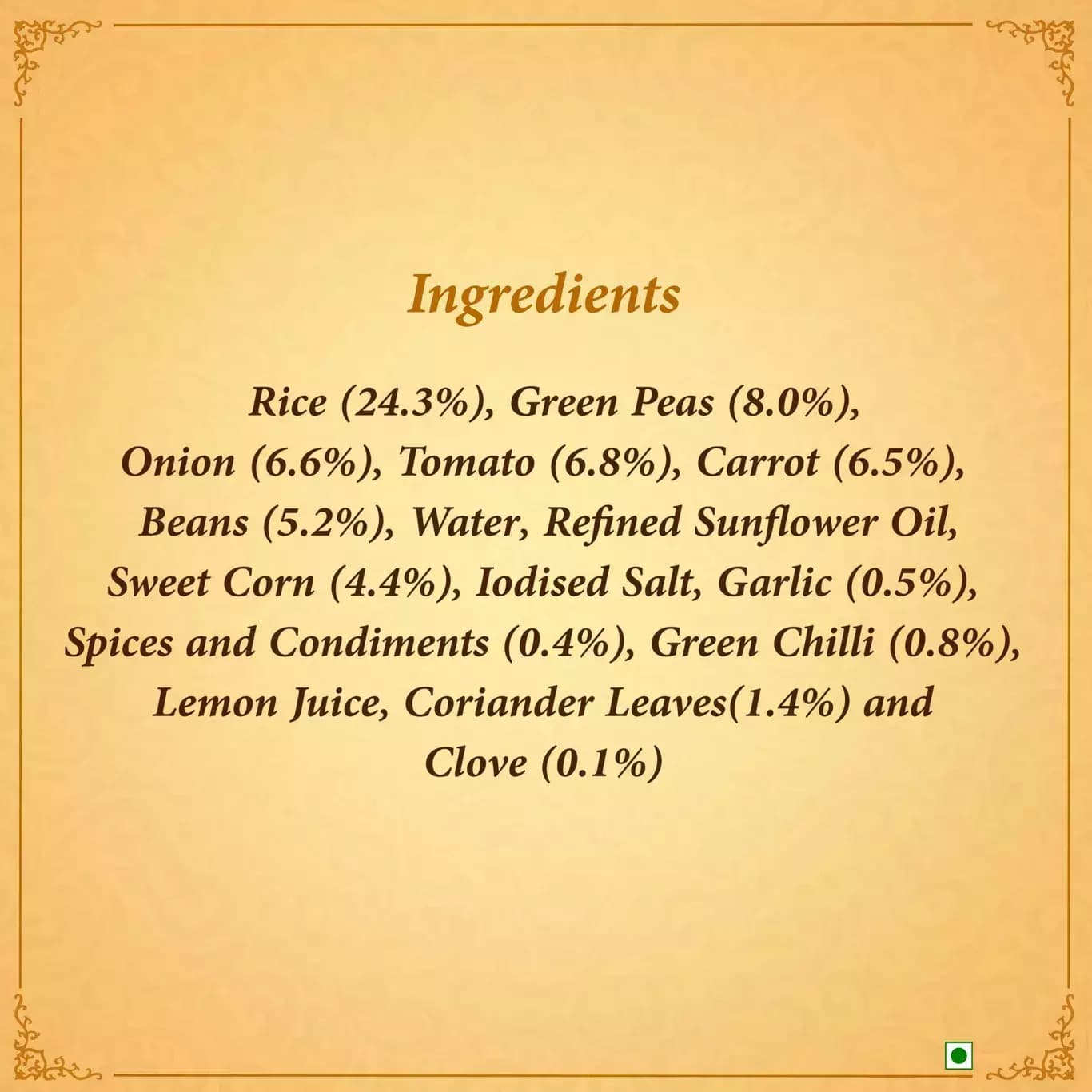 Vegetable Pulao-Ingredients