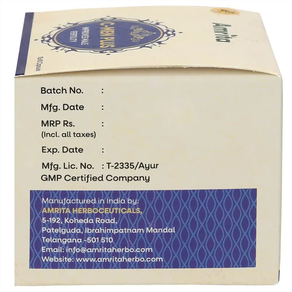 Amrita C- Men Plus 100 Capsules Batch & Manufacturing Details