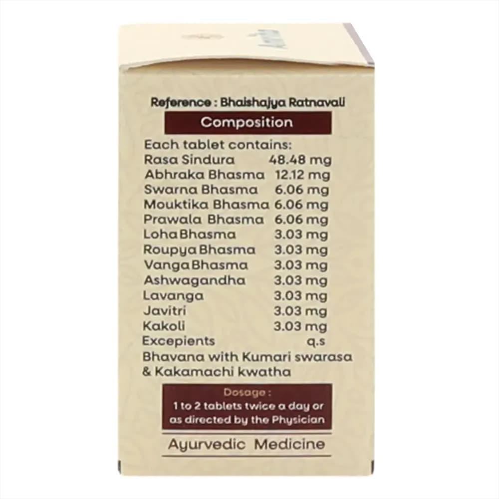 Amrita Rasaraj Ras 10 Tablets Dosage