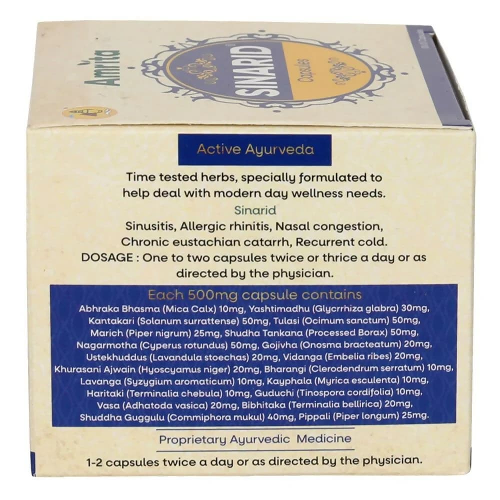 Amrita Sinarid Capsules 100 Detailed Image