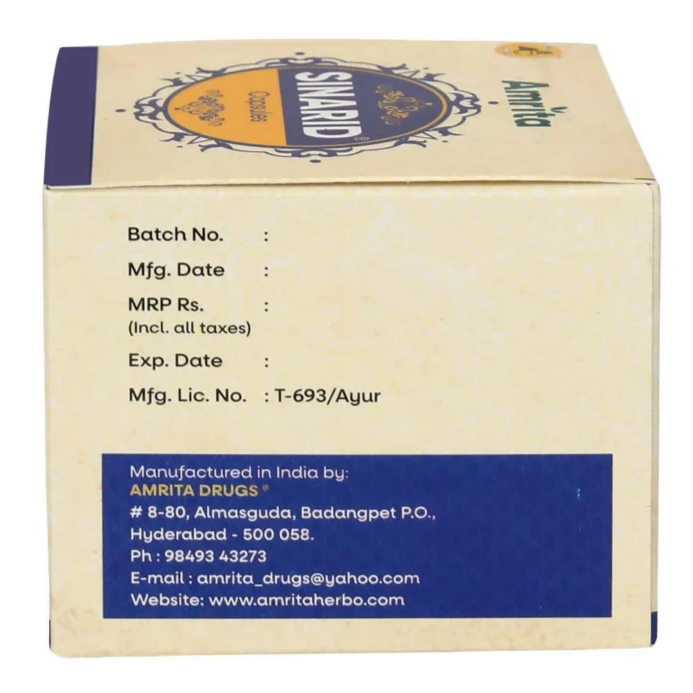 Amrita Sinarid Capsules 100 Batch & Manufacturing details