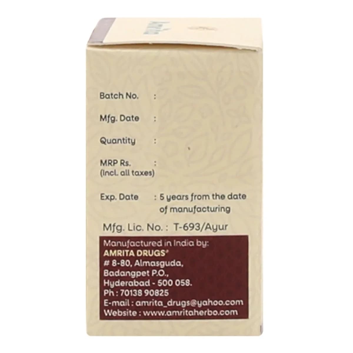 Amrita Yogendra Ras Tablet Batch & Manufacturing details