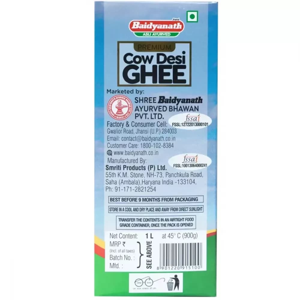Baidyanath Cow Ghee manufacturing details