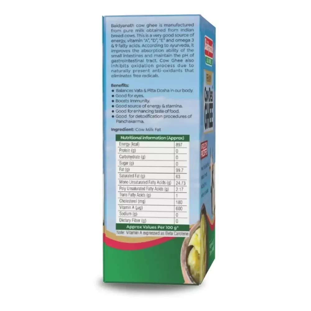 Baidyanath Cow Ghee nutritional information