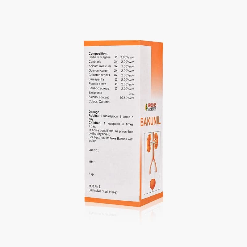Bakson's Bakunil Syrup 115 ml Composition And Dosage