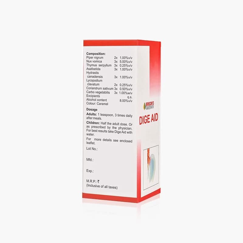 Bakson's Dige Aid Syrup 115 ml Composition And Dosage