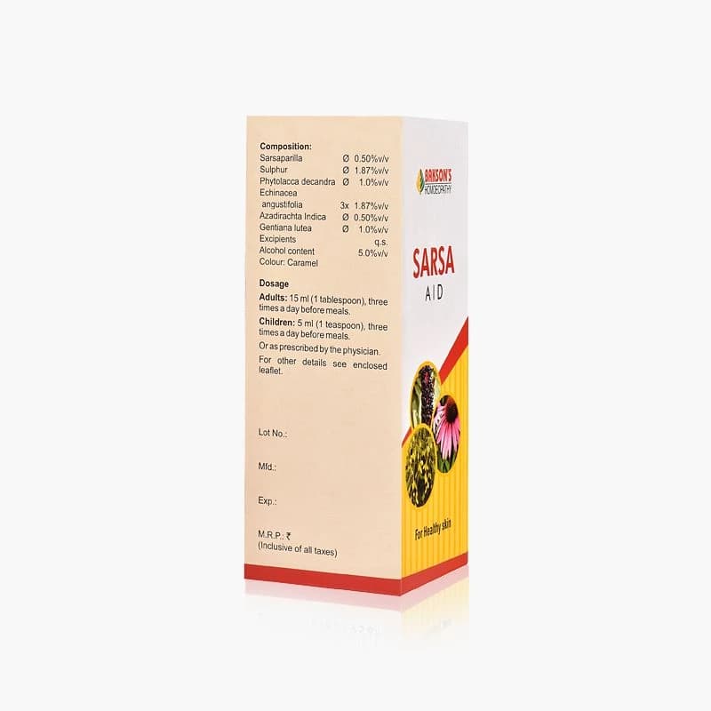 Bakson's Sarsa Aid Syrup 115 ml Composition And Dosage