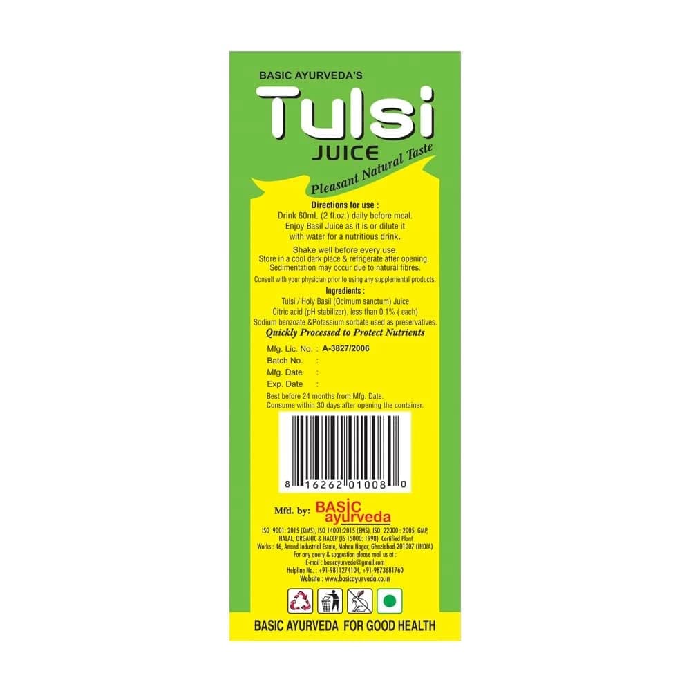 Basic Ayurveda Tulsi Ras manufacturing details