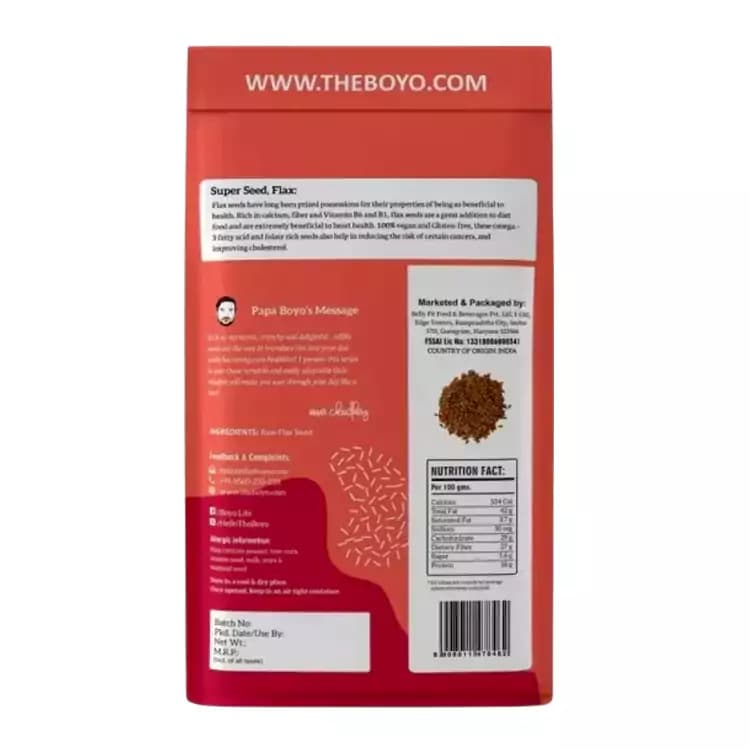 Boyo Raw Flax Seeds 250 g Nutrition Facts