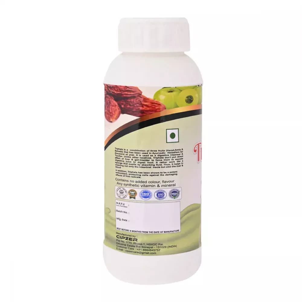 Cipzer Triphala Juice 500 ml Manufacturing Details