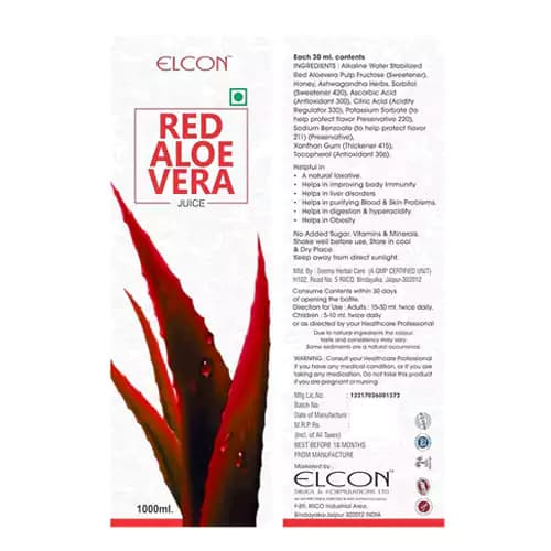 Elcon Red Aloevera Juice 1 L Manufacturing Details