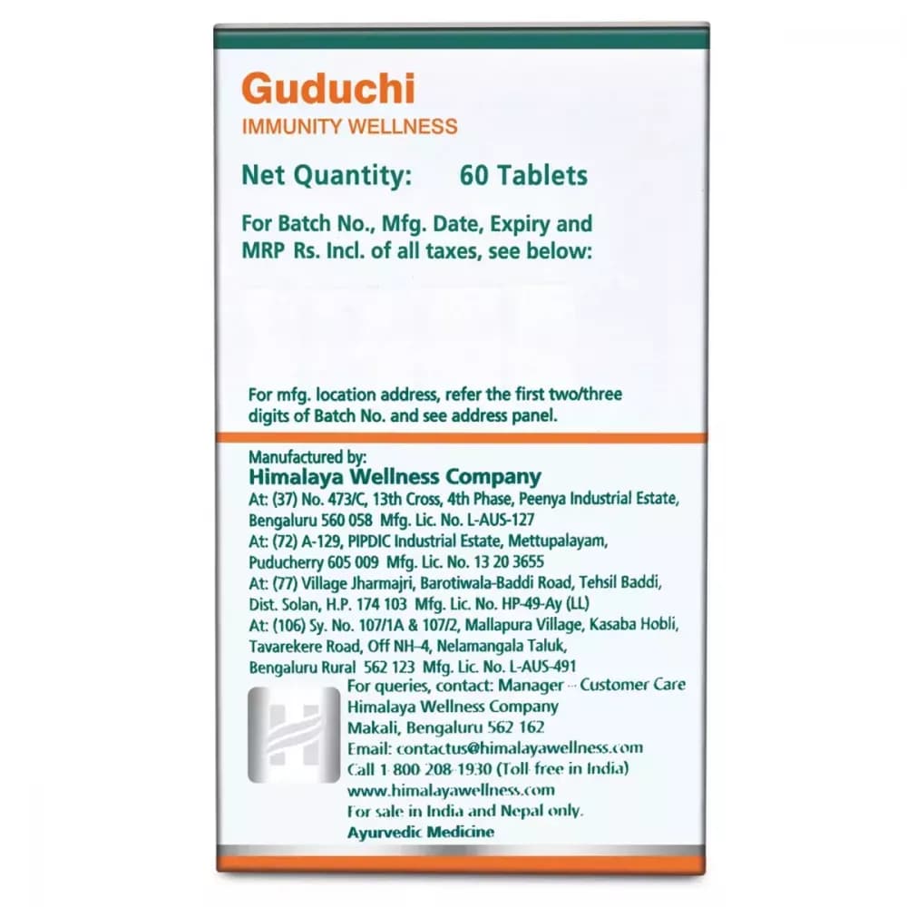 Himalaya Guduchi Tablet manufacturing details