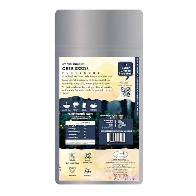 Innoveda Chia Seeds 250 g Nutrition Facts