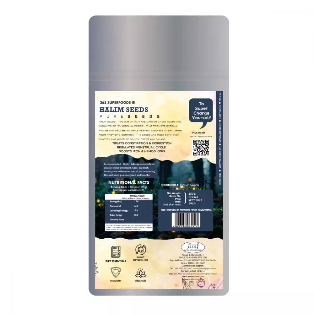 Innoveda Raw Halim Seed 250 g Nutrition Facts