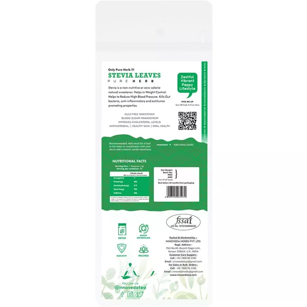Innoveda Stevia Leaves 50 g Nutrition Facts