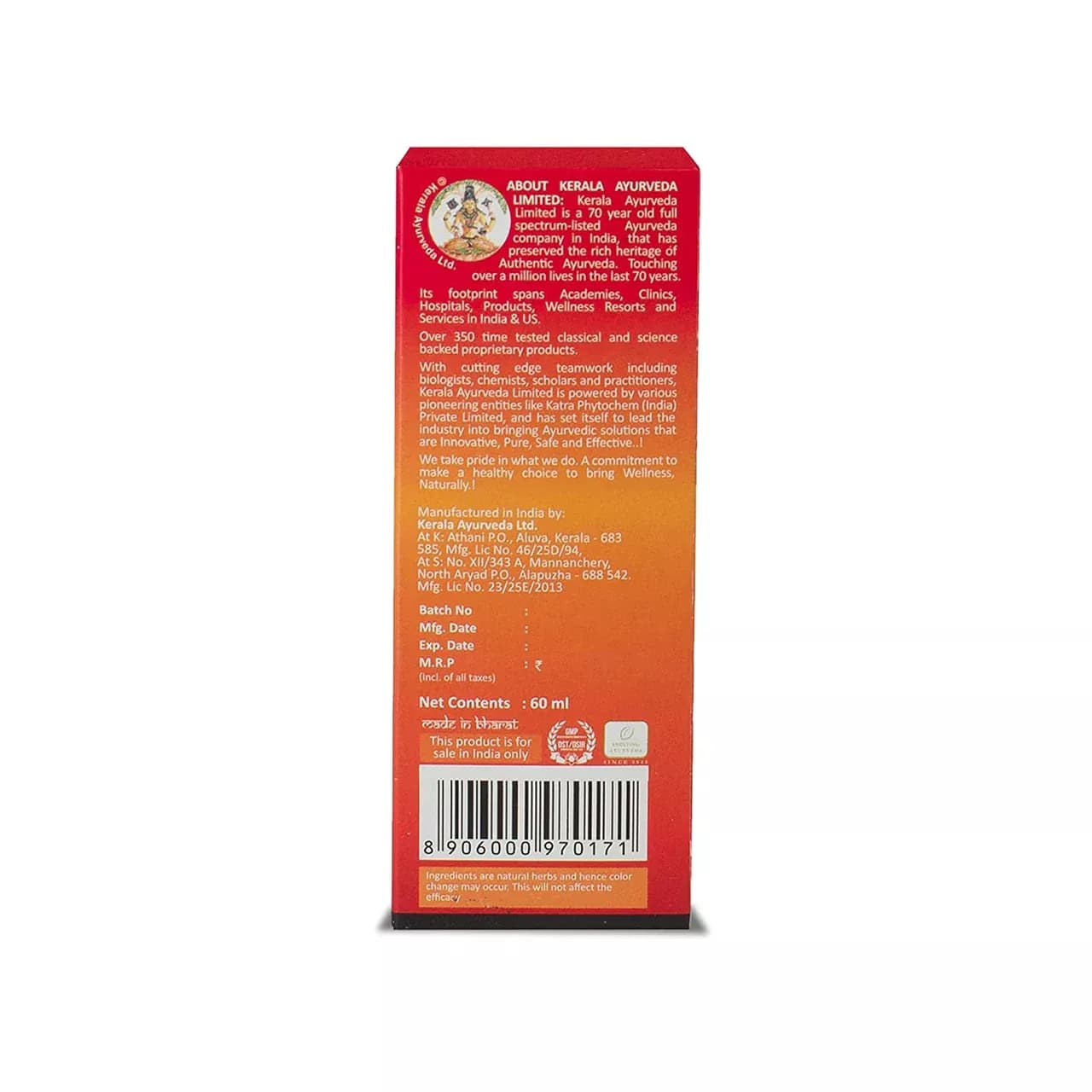 Kerala Ayurveda Myaxyl Oil Batch & Manufacturing Details 