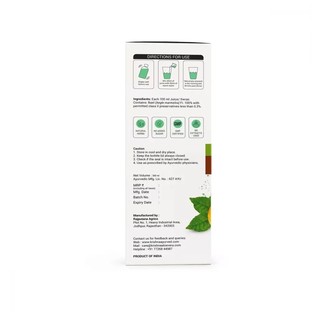 Krishna's Bael Juice directions for use