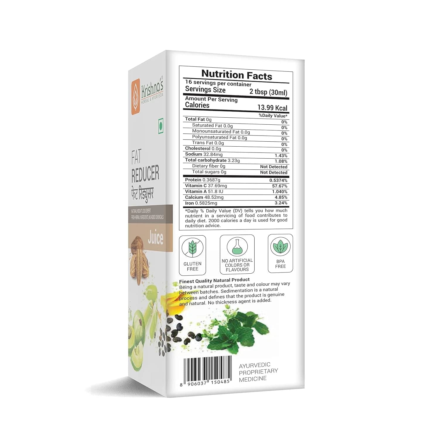 Krishna's Fat Reducer Juice nutrition facts