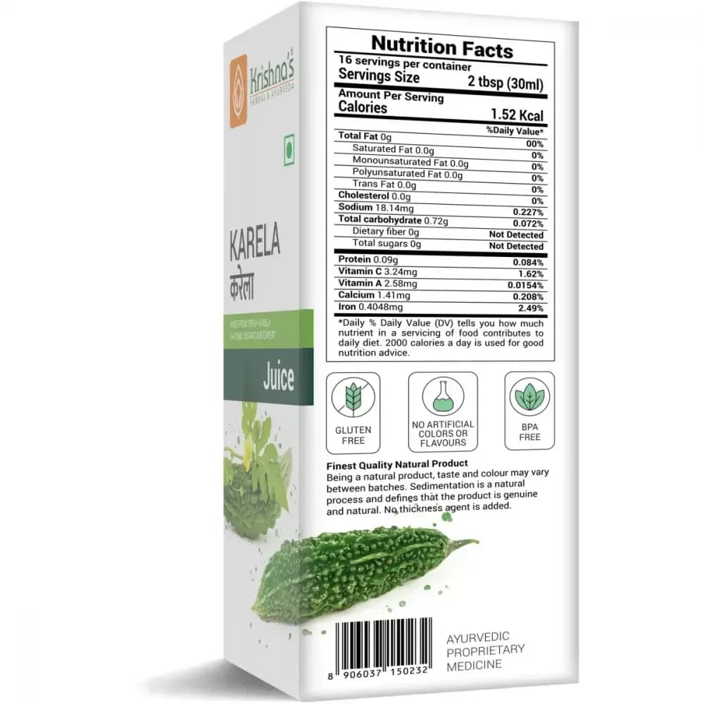 Krishna's Karela Juice 500 ml nutrition facts