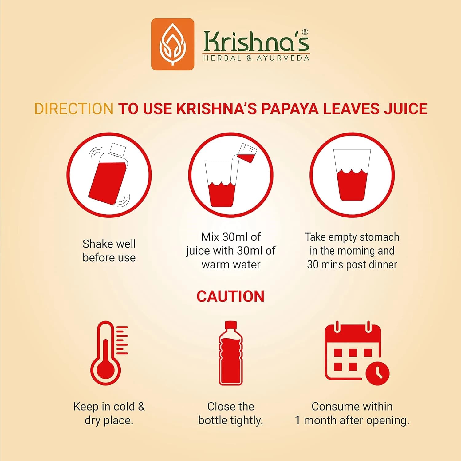 Krishna's Papaya Leaf Juice directions for use