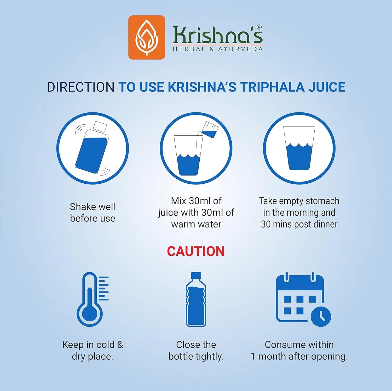 Krishna's Triphala Juice directions for use