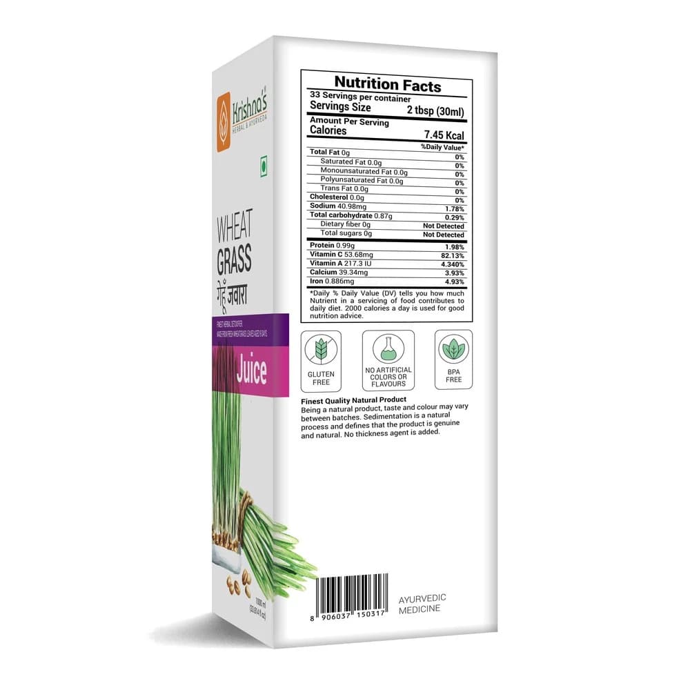 Krishna's Wheatgrass Juice nutrition facts
