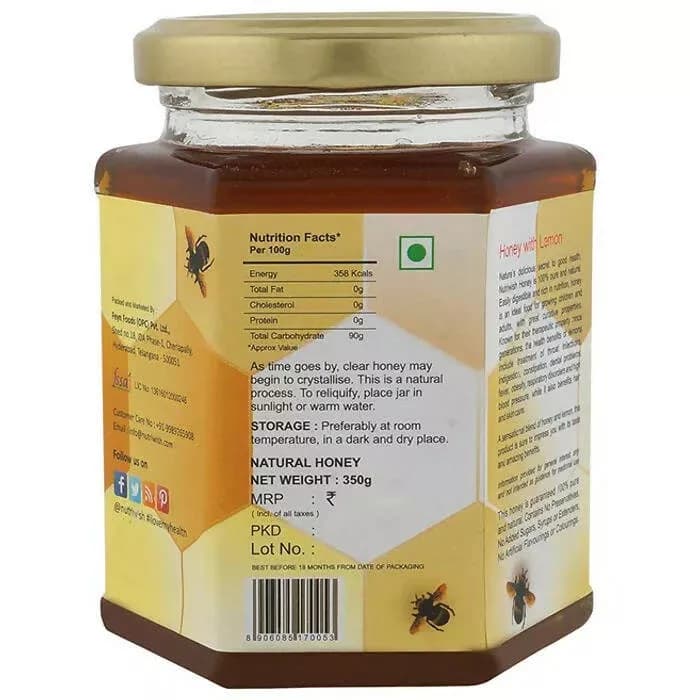 Nutriwish Honey 350 g Lemon Nutrition facts