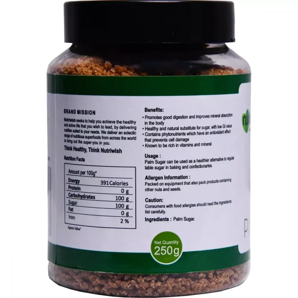 Nutriwish Palm Sugar 250 g nutrition facts & other details