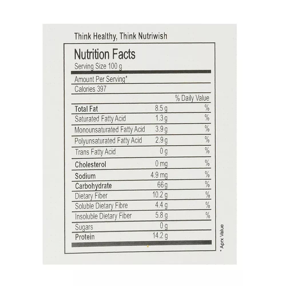 Nutriwish Steel Cut Oats 200 g Nutrition Facts