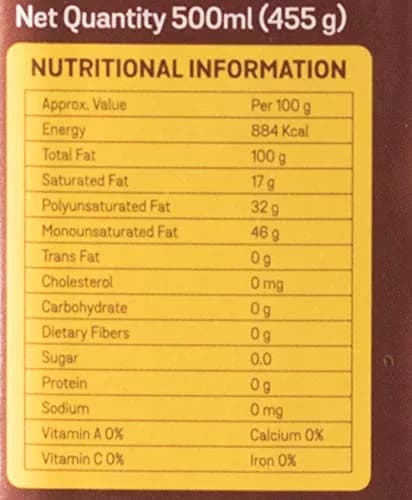 Resona Organic Groundnut Oil Nutrition Facts