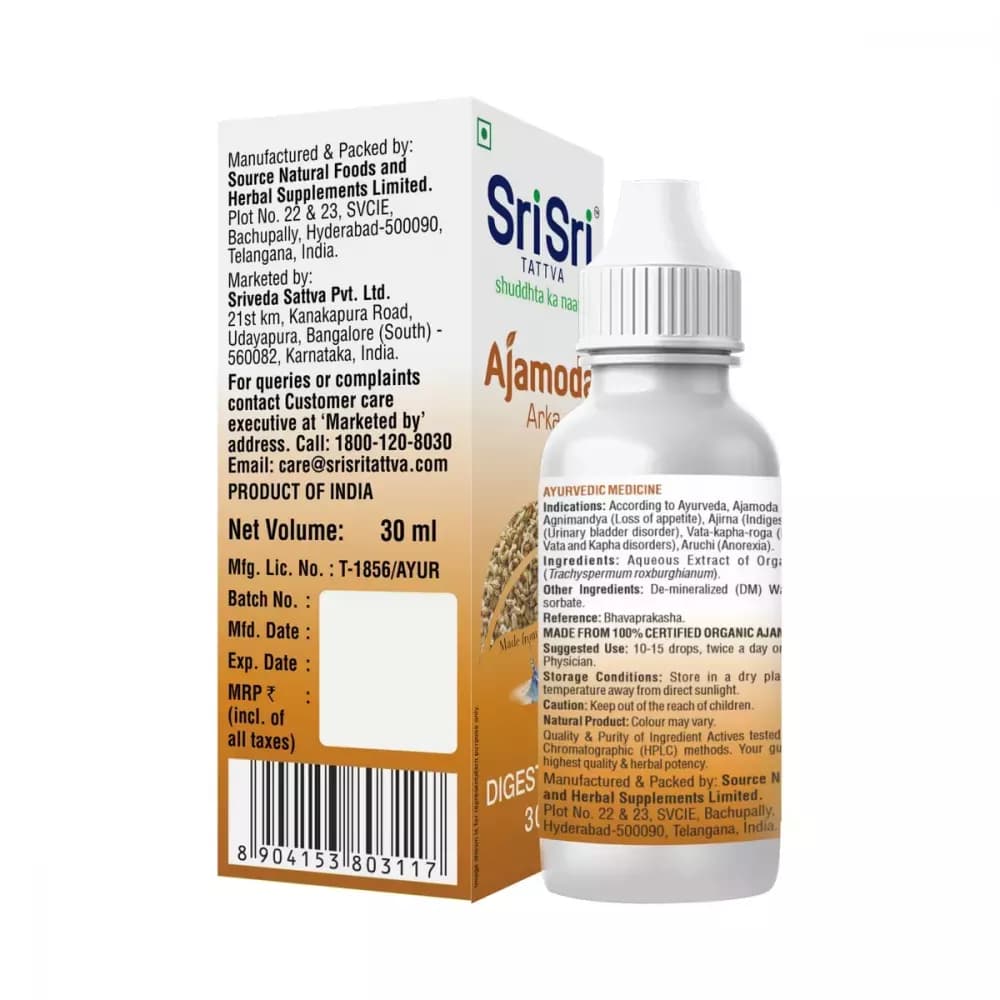 Sri Sri Tattva Ajamoda Arka manufacturing details