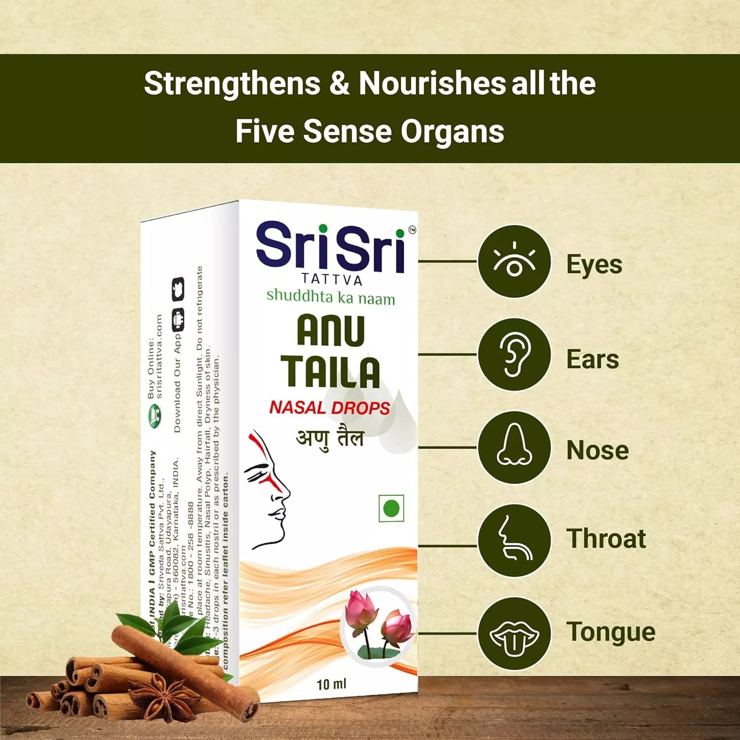 Sri Sri Tattva Anu Taila 10 ml five sense organs