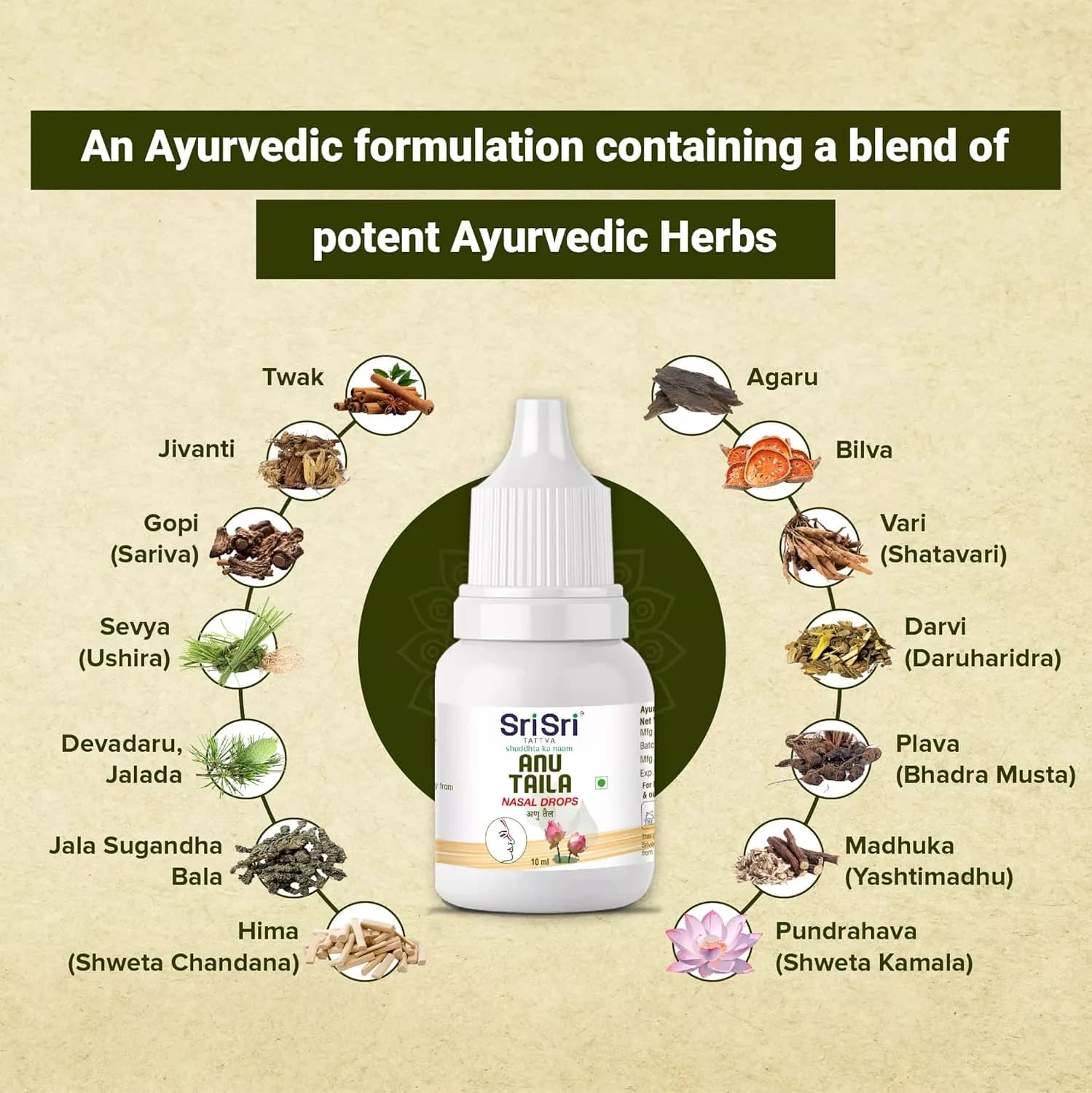 Sri Sri Tattva Anu Taila 10 ml ayurvedic herbs