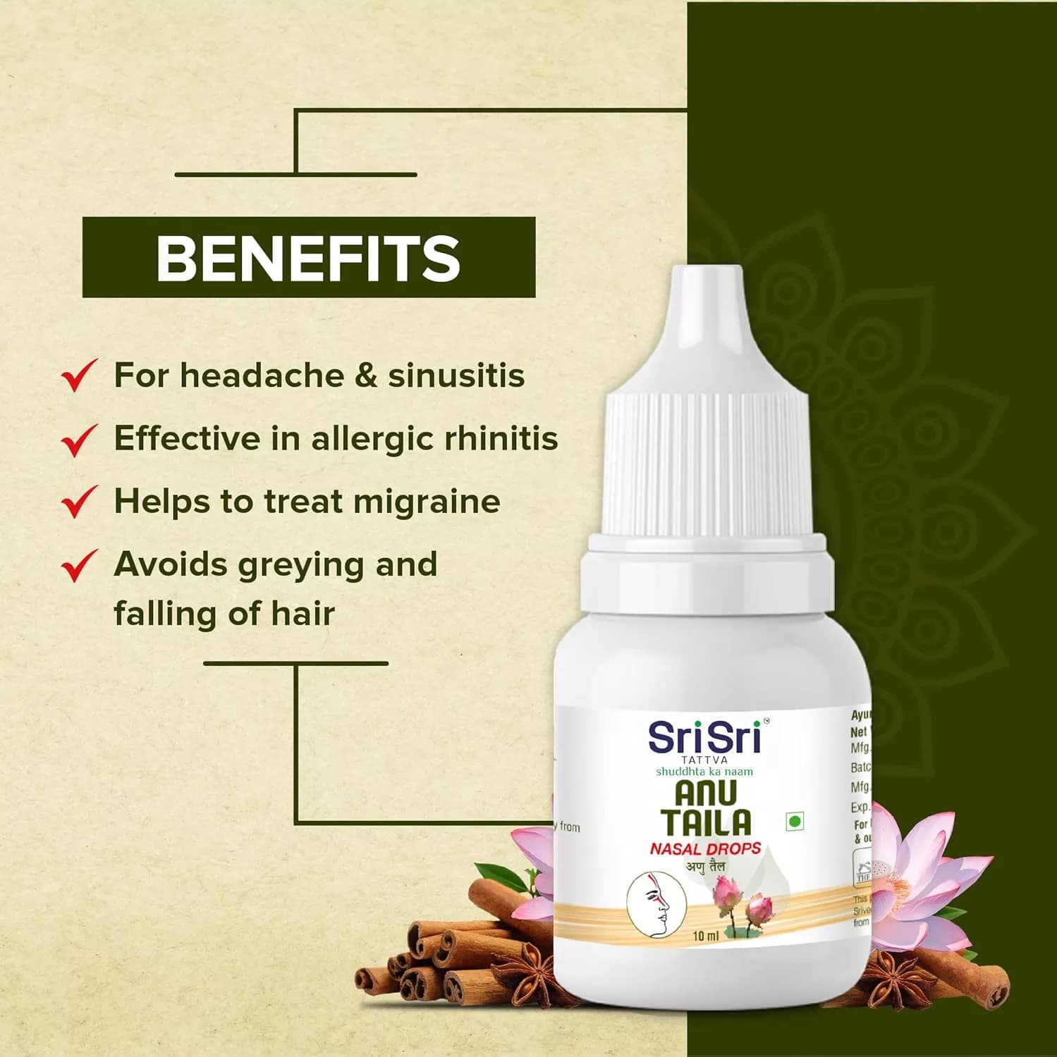 Sri Sri Tattva Anu Taila 10 ml benefits
