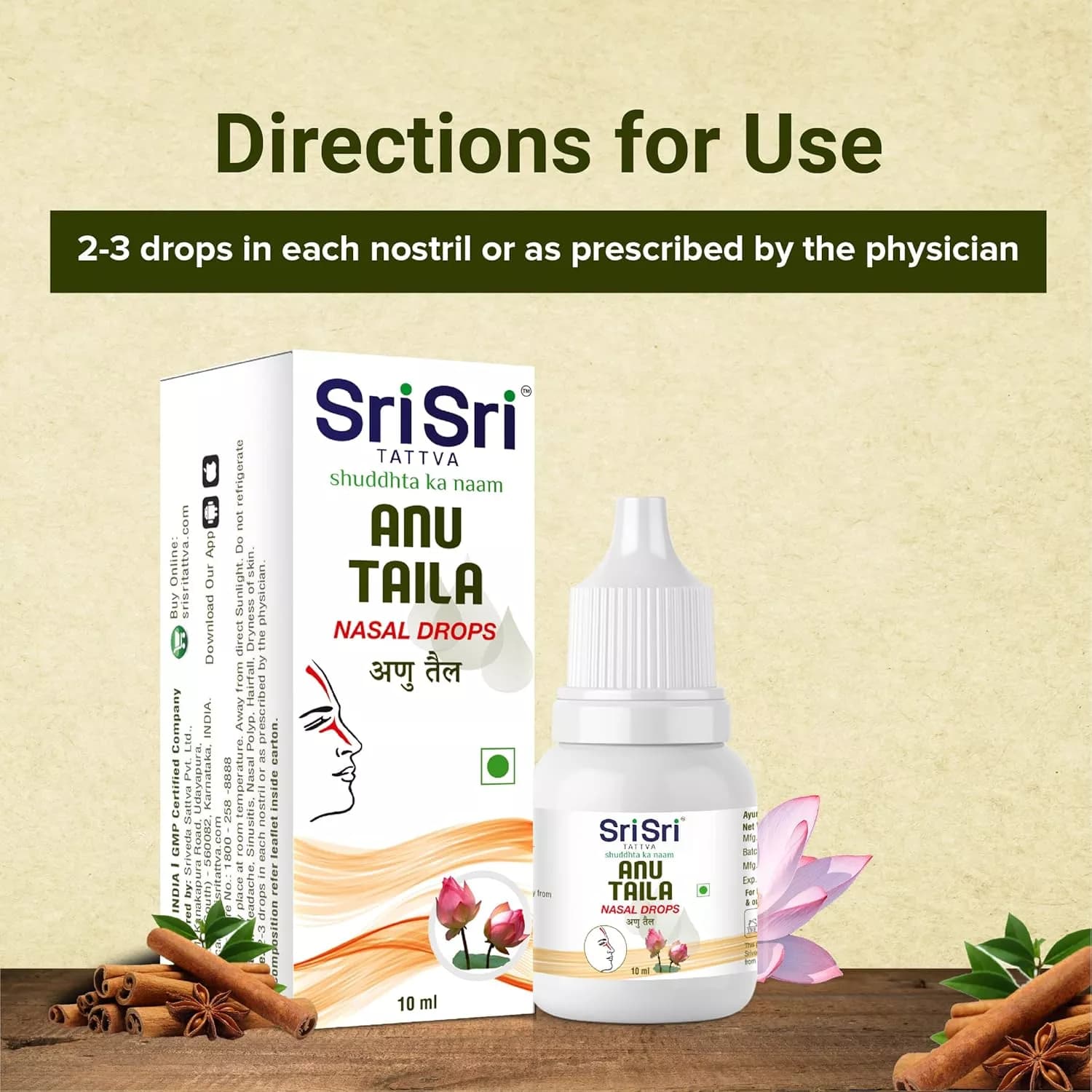 Sri Sri Tattva Anu Taila 10 ml directions for use