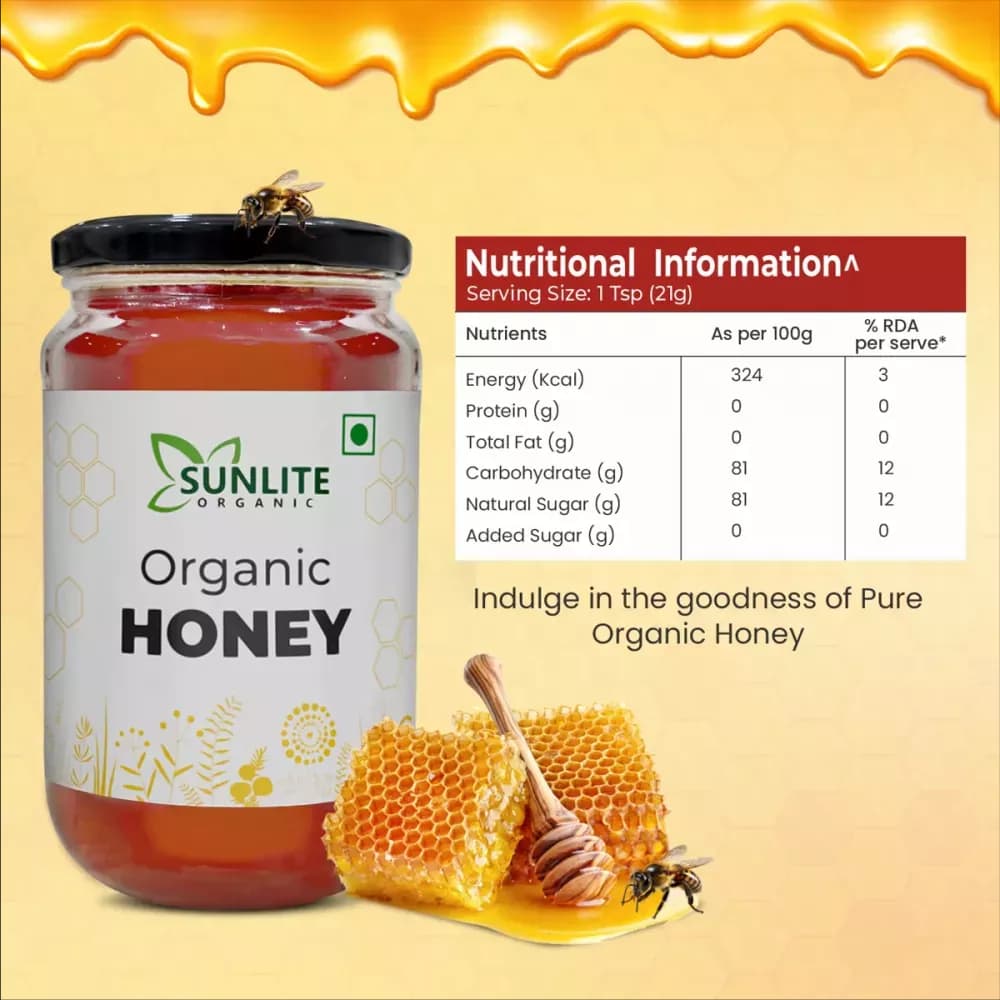 Sunlite Organic Honey 500 ml Nutrition Facts