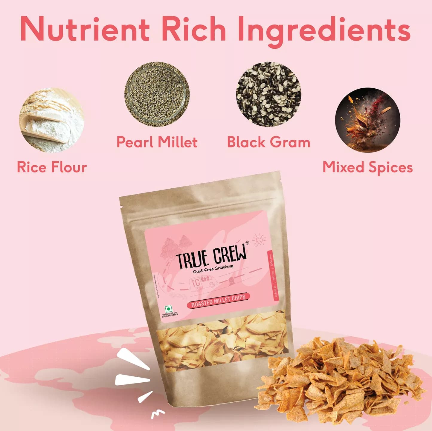True Crew Millet Chips 125 g Ingredients