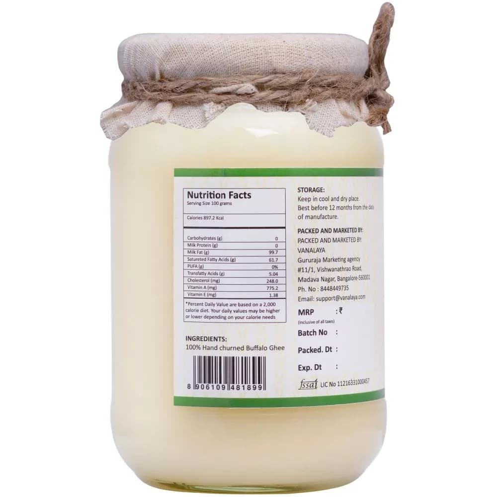 Vanalaya Buffalo Ghee 500 ml nutrition facts